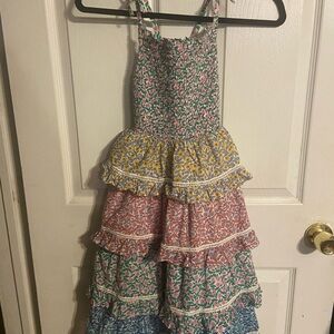 EUC Girls Mini Boden Spring Ruffled Floral Dress Sz 8-9yrs .  Gorgeous